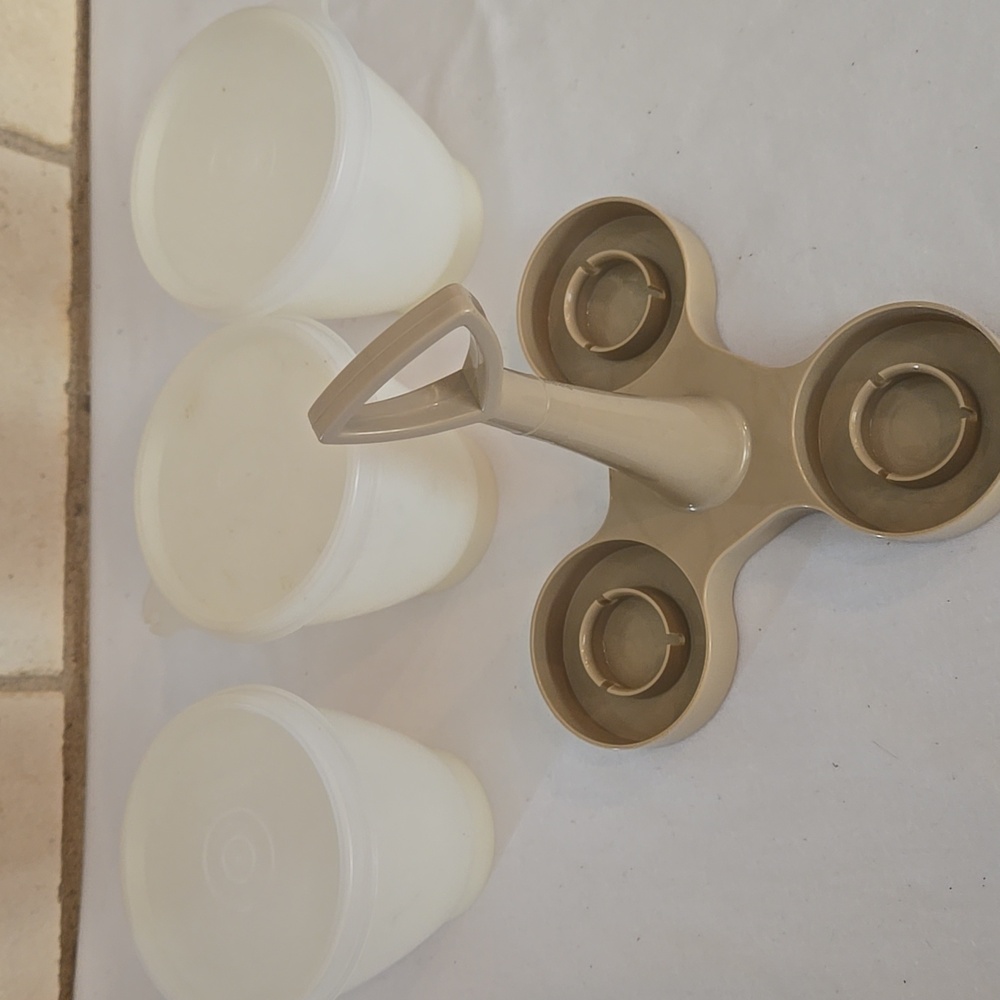 Vintage Tupperware Condiment Keeper #757~Complete Set w/Lids, Serving Caddy, EUC